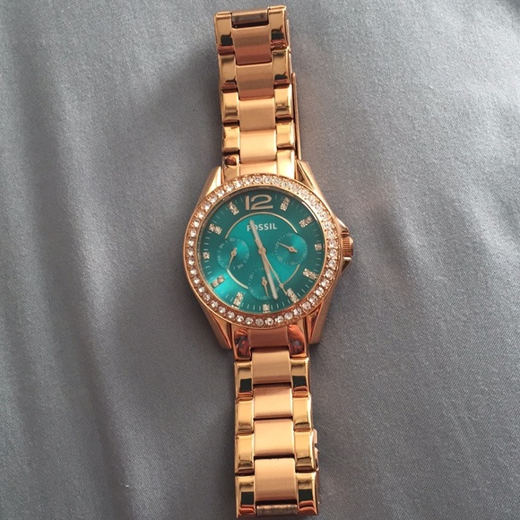 Fossil Accessories - Fossil rose gold and teal women’s boyfriend watch